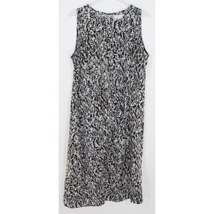 Nordstrom Rack Sleeveless Shift Dress‎ Botanical Print L Black White
